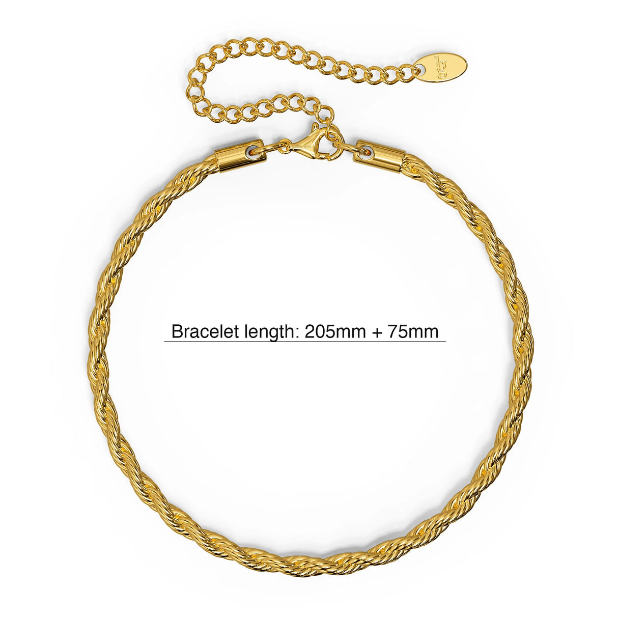Bullion Gold Rope Link Gold Plated Chain Bracelet