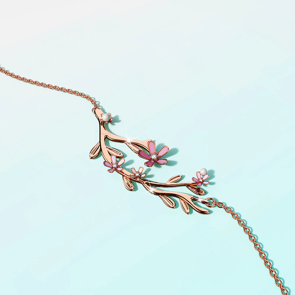 Krystal Couture Petalia Pink Necklace Featured SWAROVSKI Crystals in Rose Gold