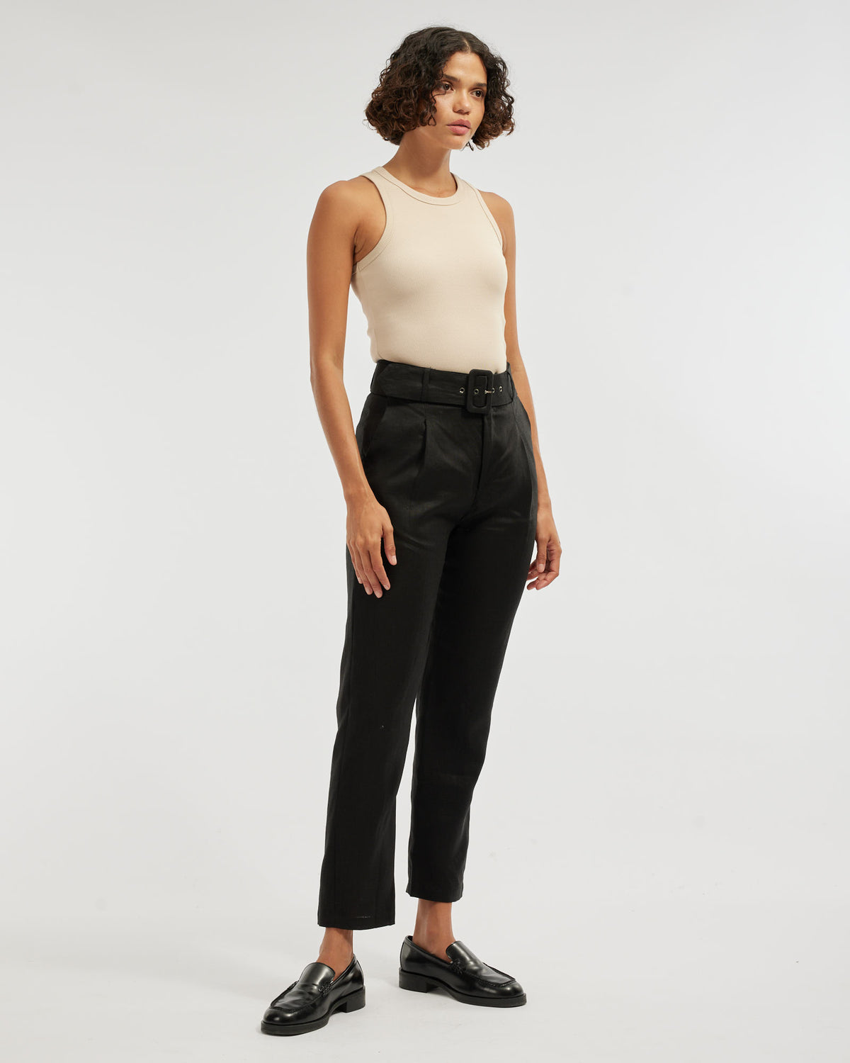 Amelius Azure Linen Pant - Black