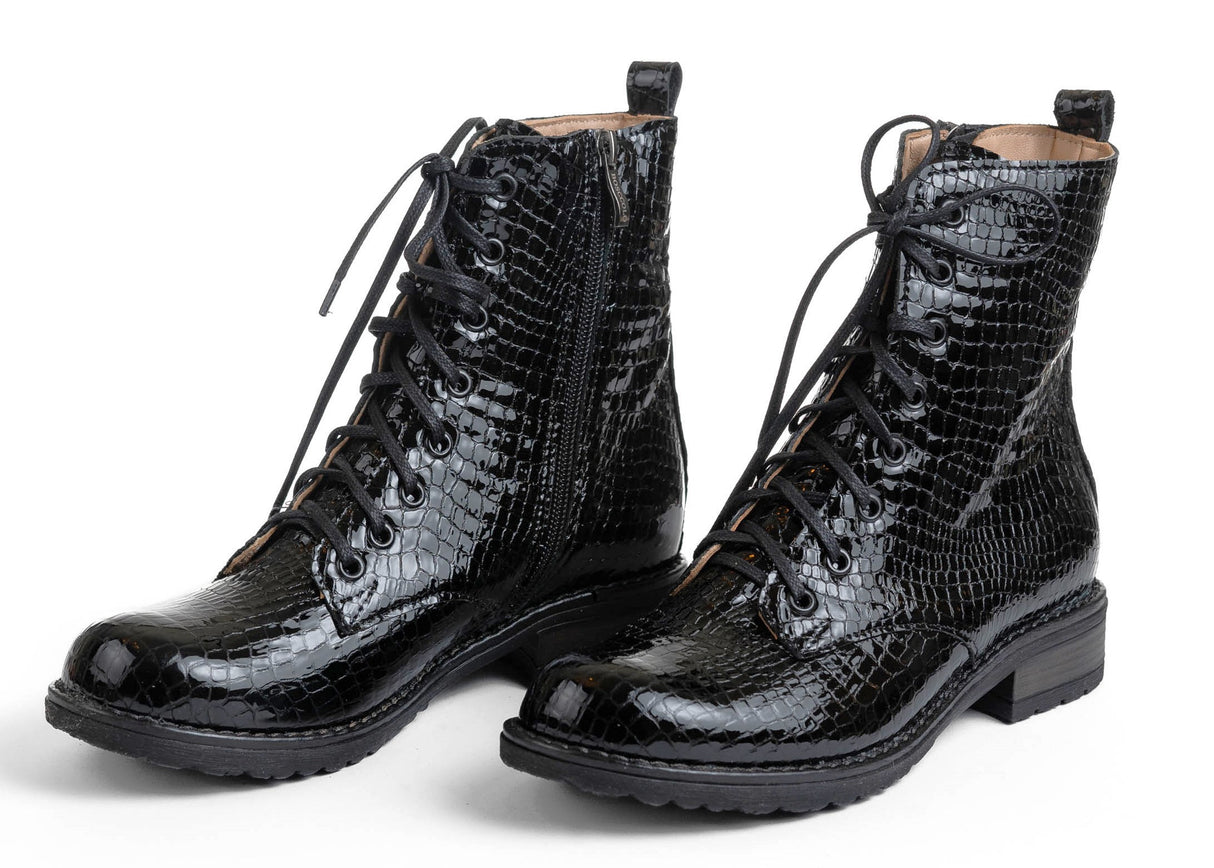 Bosccolo Womens Boots - Black Crocodile