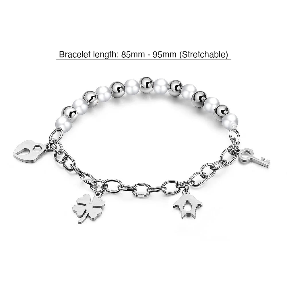 Bullion Gold Polished Charm Bracelet In White Gold