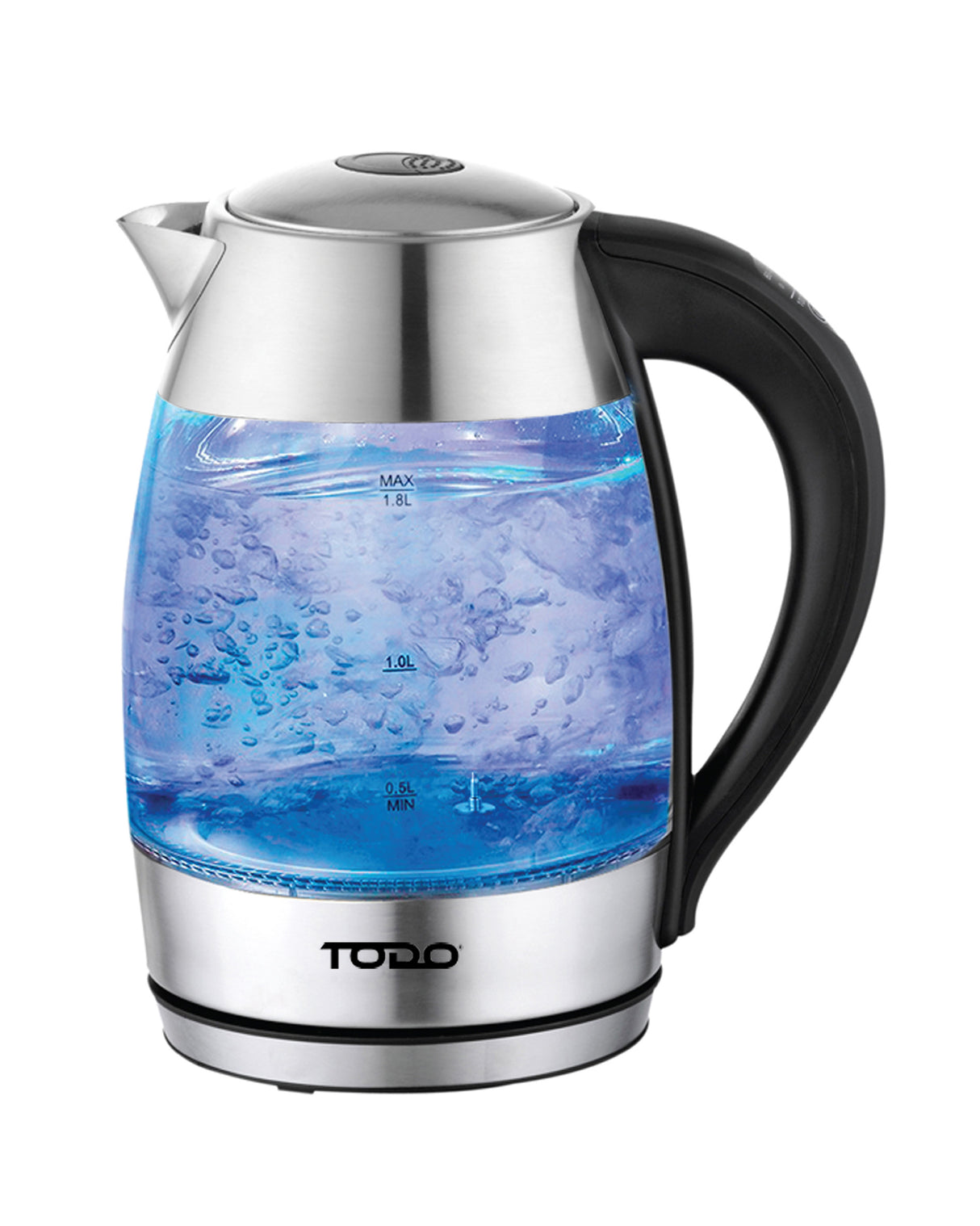 TODO 1.7L Glass Cordless Kettle Keep Warm Electric Dual Wall LED Water Jug - Stainless Steel