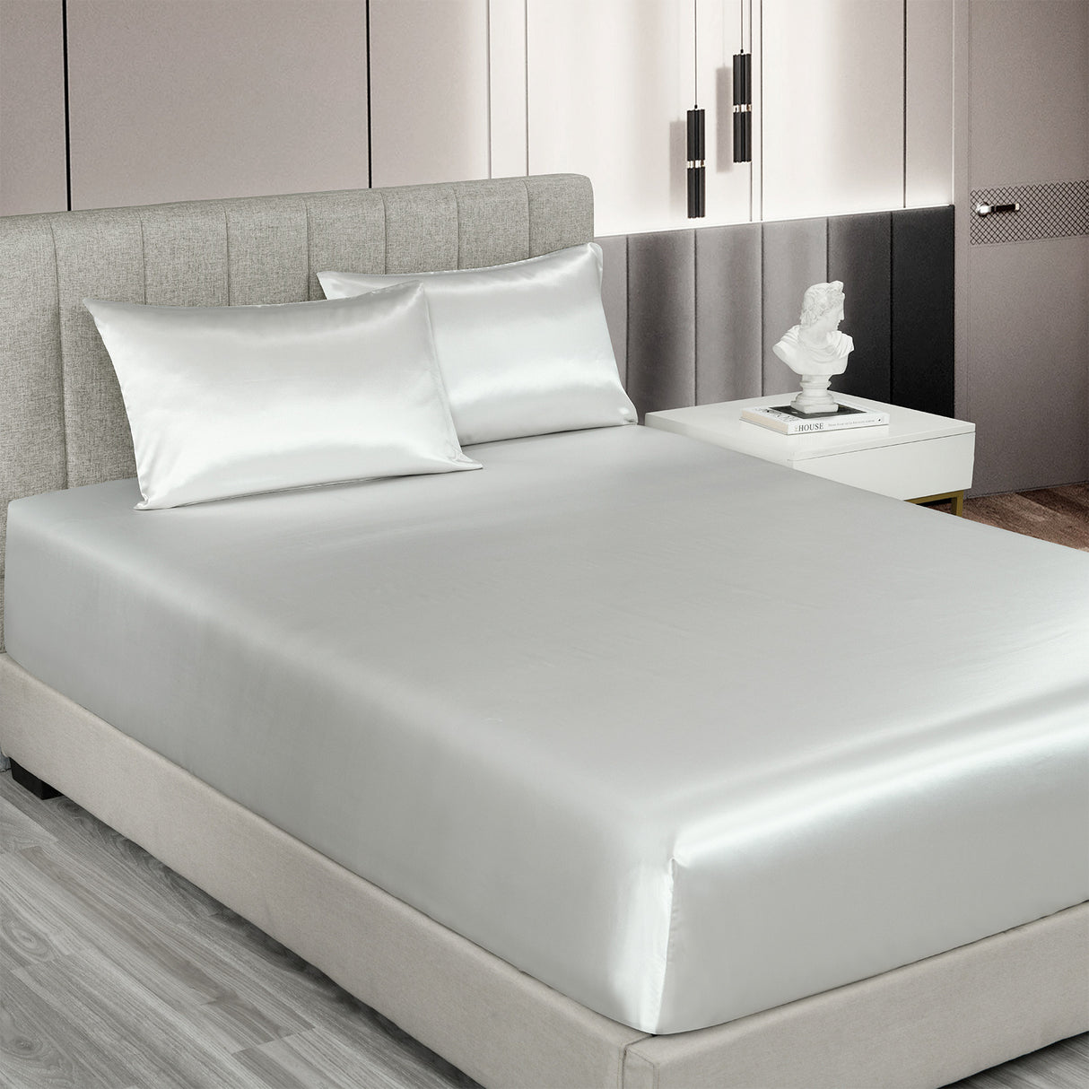 Royal Comfort 3pc Satin Sheet Set - Silver - King