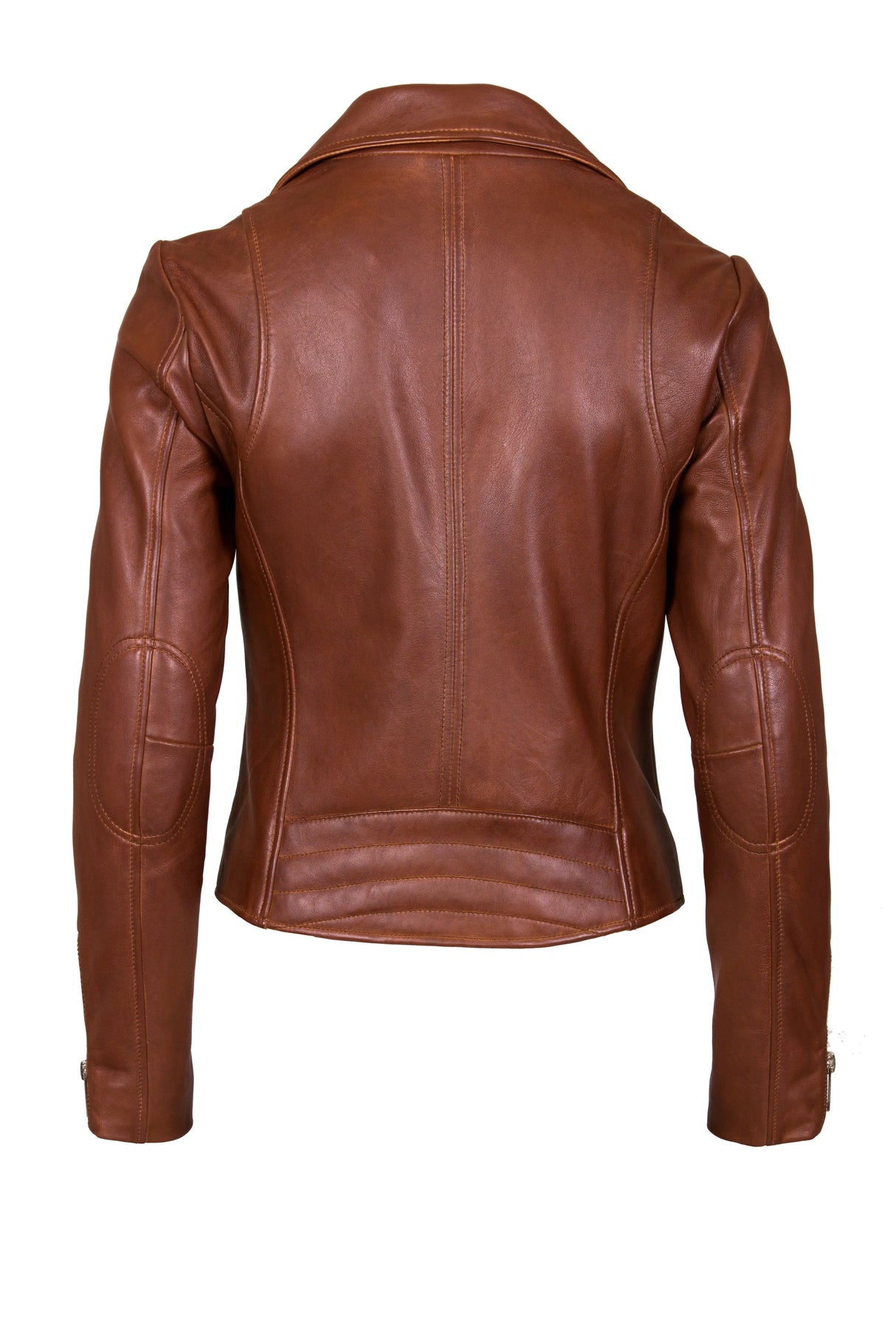 Womens Leather Jacket in Dark Tan with Zips