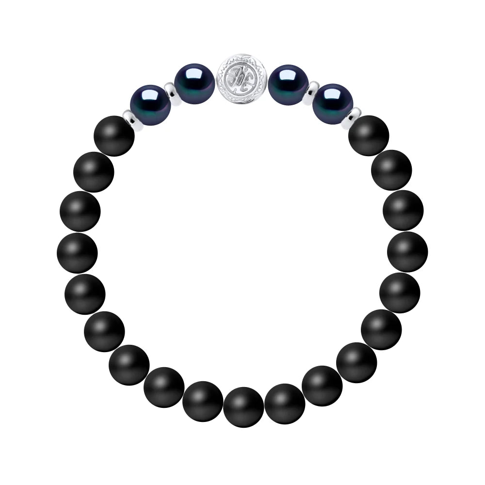 Manufacture Royale Bracelet Lucky 4 Pearl Semi-Round Freshwater Pearl Black