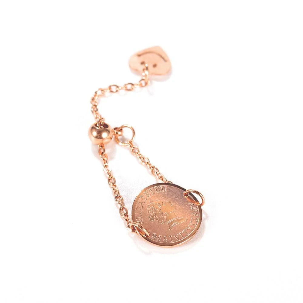 Bullion Gold Adjustable Queen Elizabeth Coins Ring