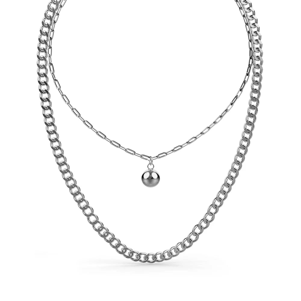 2-Chain Layered Silver Necklace