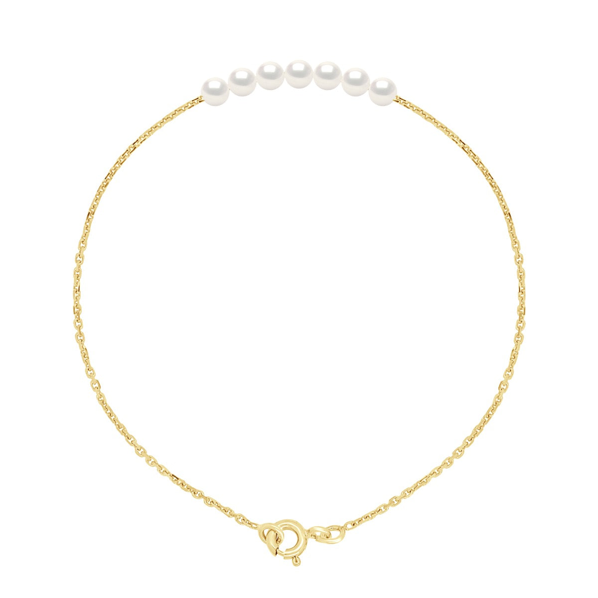 Bracelet Curb Chain "Pearls" - Natural Pearl White - Longueur 42 cm