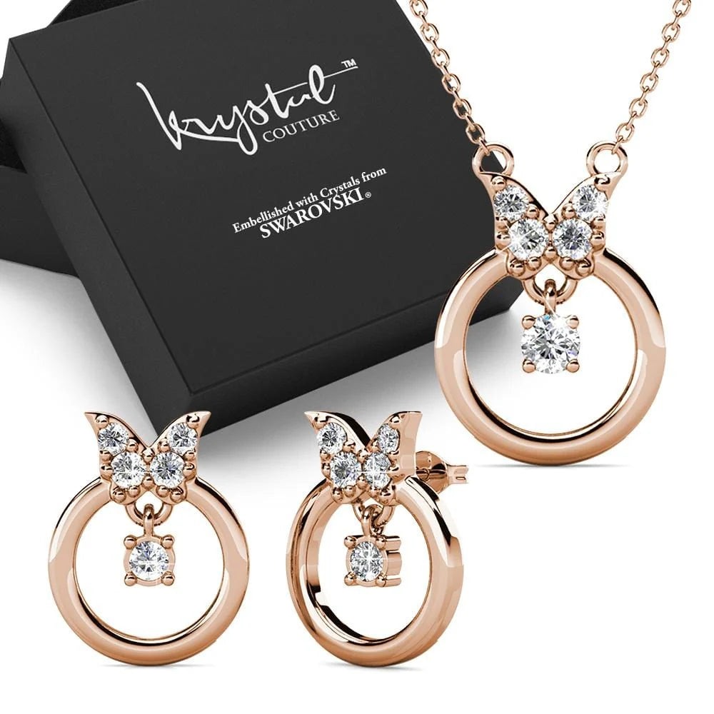 Boxed A Thousand Butterfly Set Embellished with SWAROVSKI® Crystals In Rose Gold