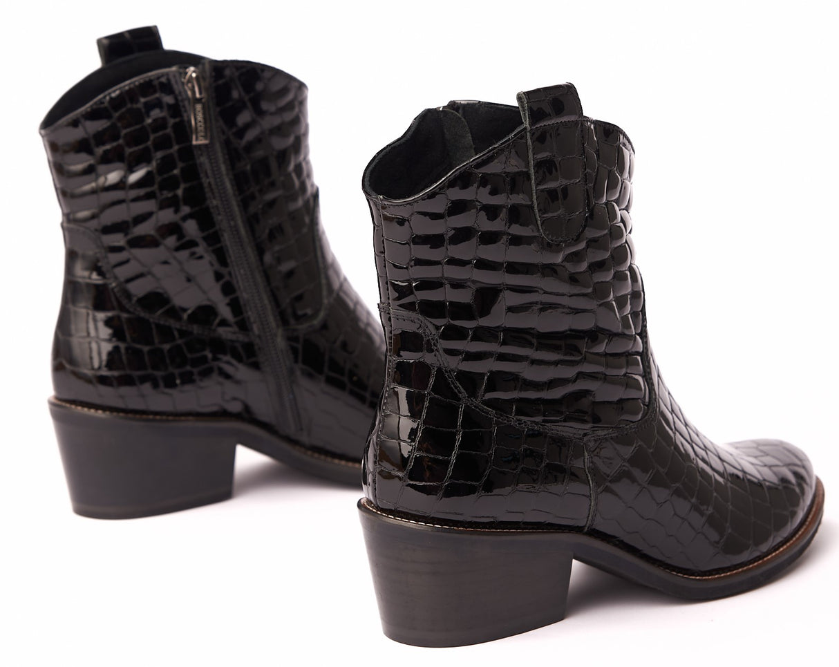 Bosccolo Womens Ankle Boots - Black Croco
