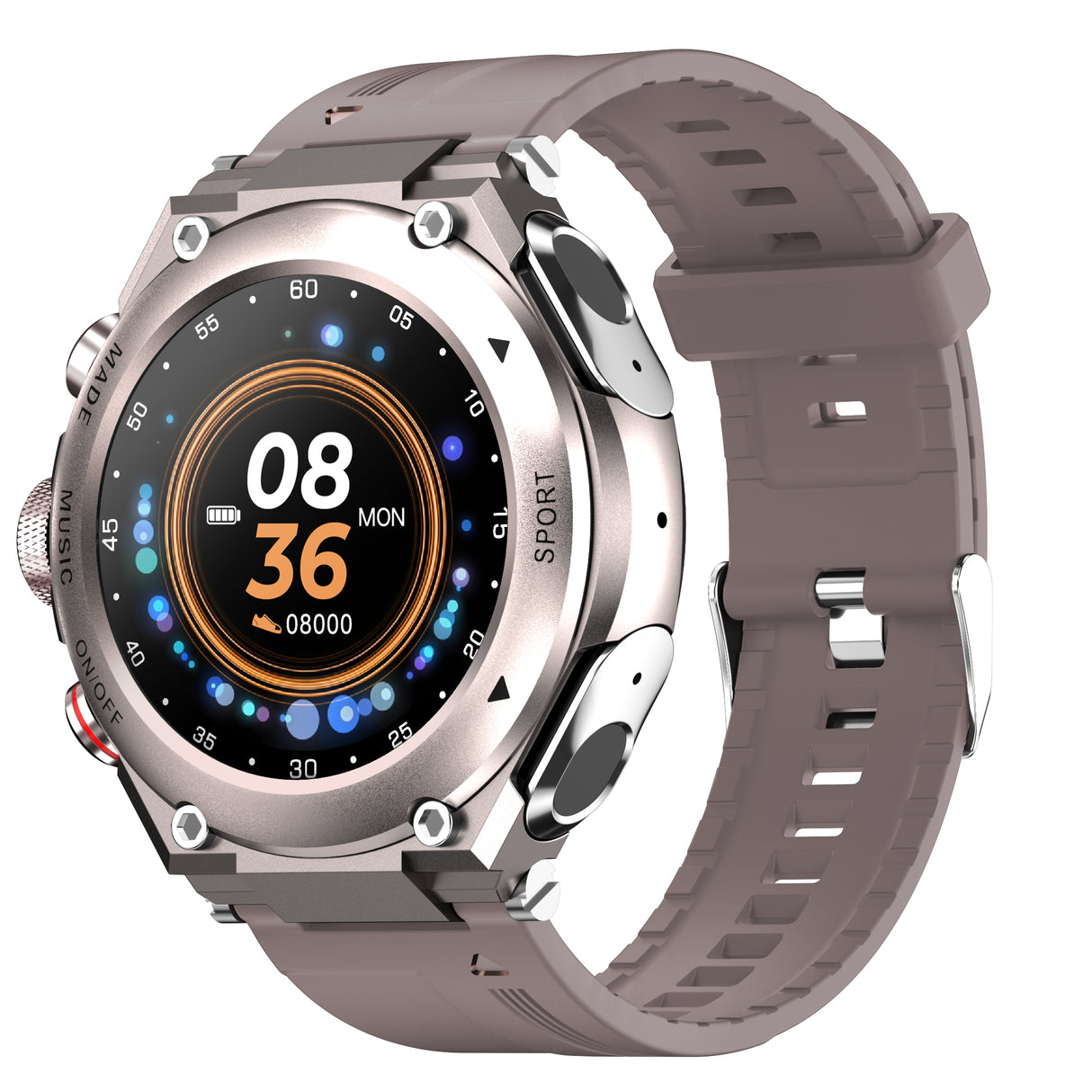 2 in 1 Bluetooth Smart Watch TWS Wireless Earphones 1.28" 9D Touch Screen BT 5.0 - Gun Pink