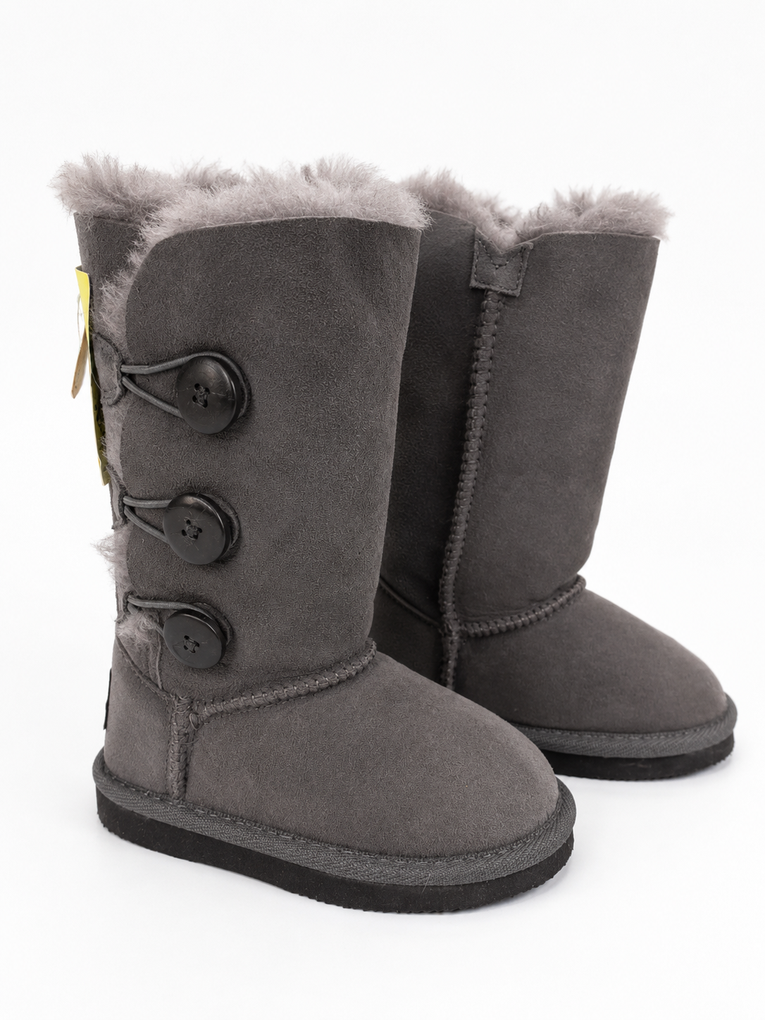Australian Leather Ugg Kids 3Button Classic Long - Grey - AU8