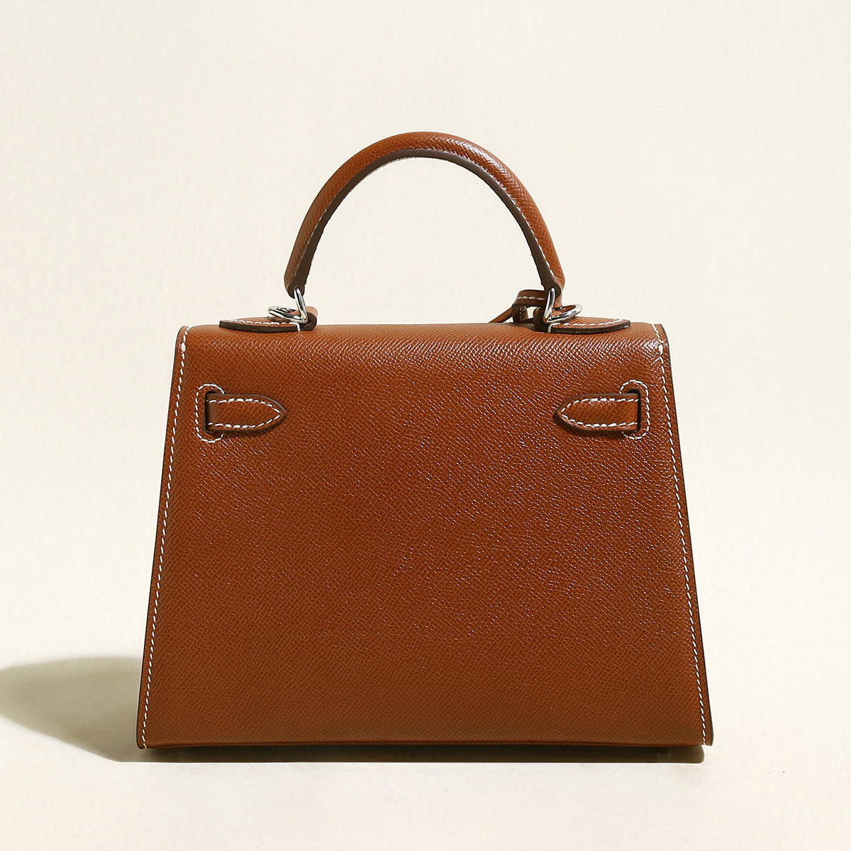 Clifton Palm-Grain Calfskin Top Handle Bag - Brown