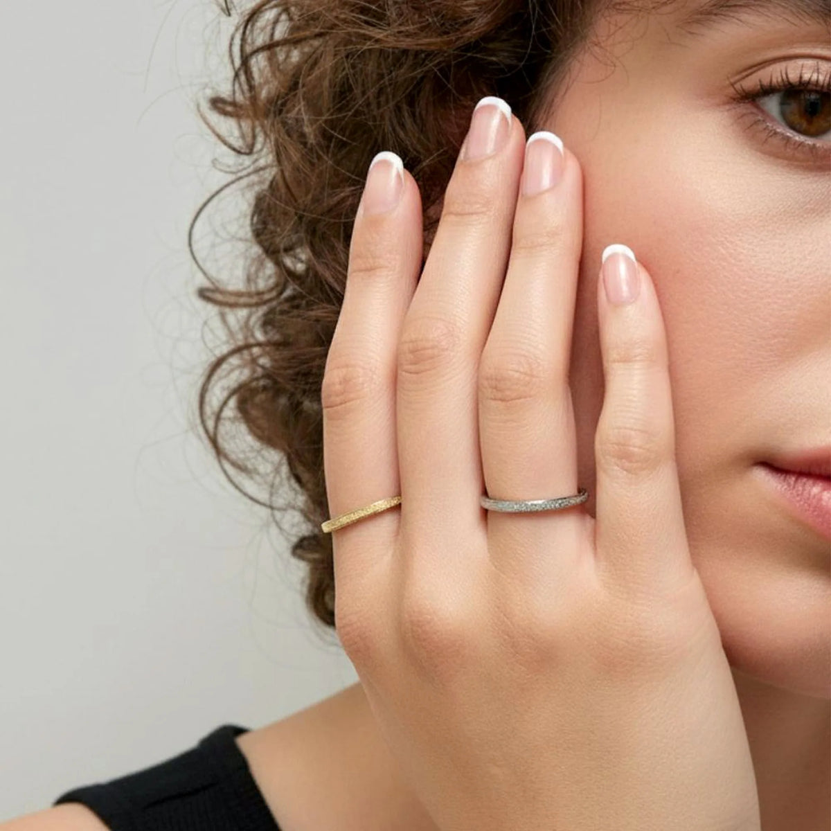 Bullion Gold Deva Glitter Textured Stacker Ring