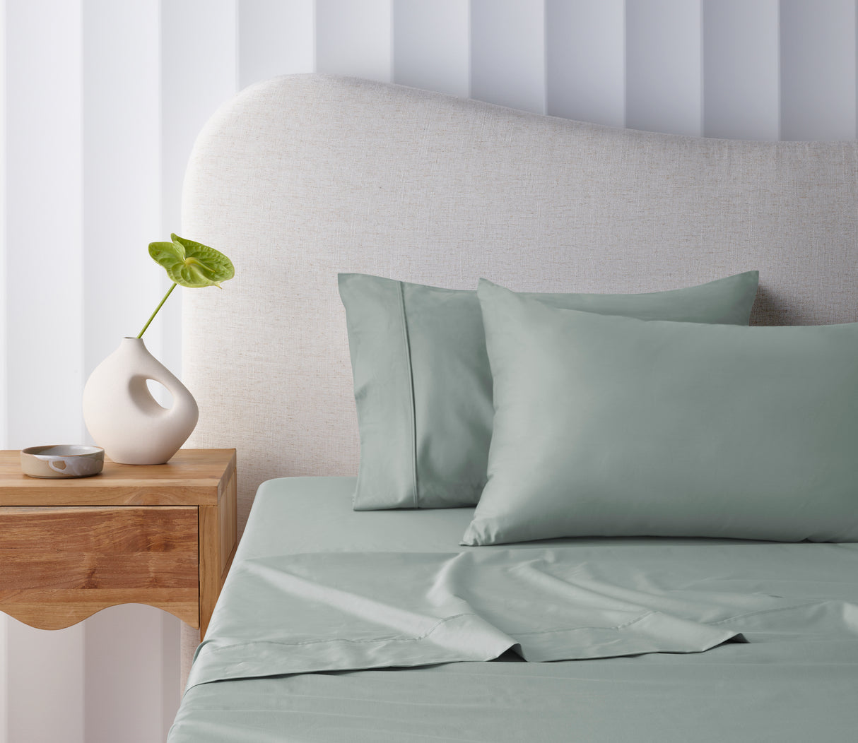 Bamboo Cotton Mega Sheet Set 50cm Wall Sage