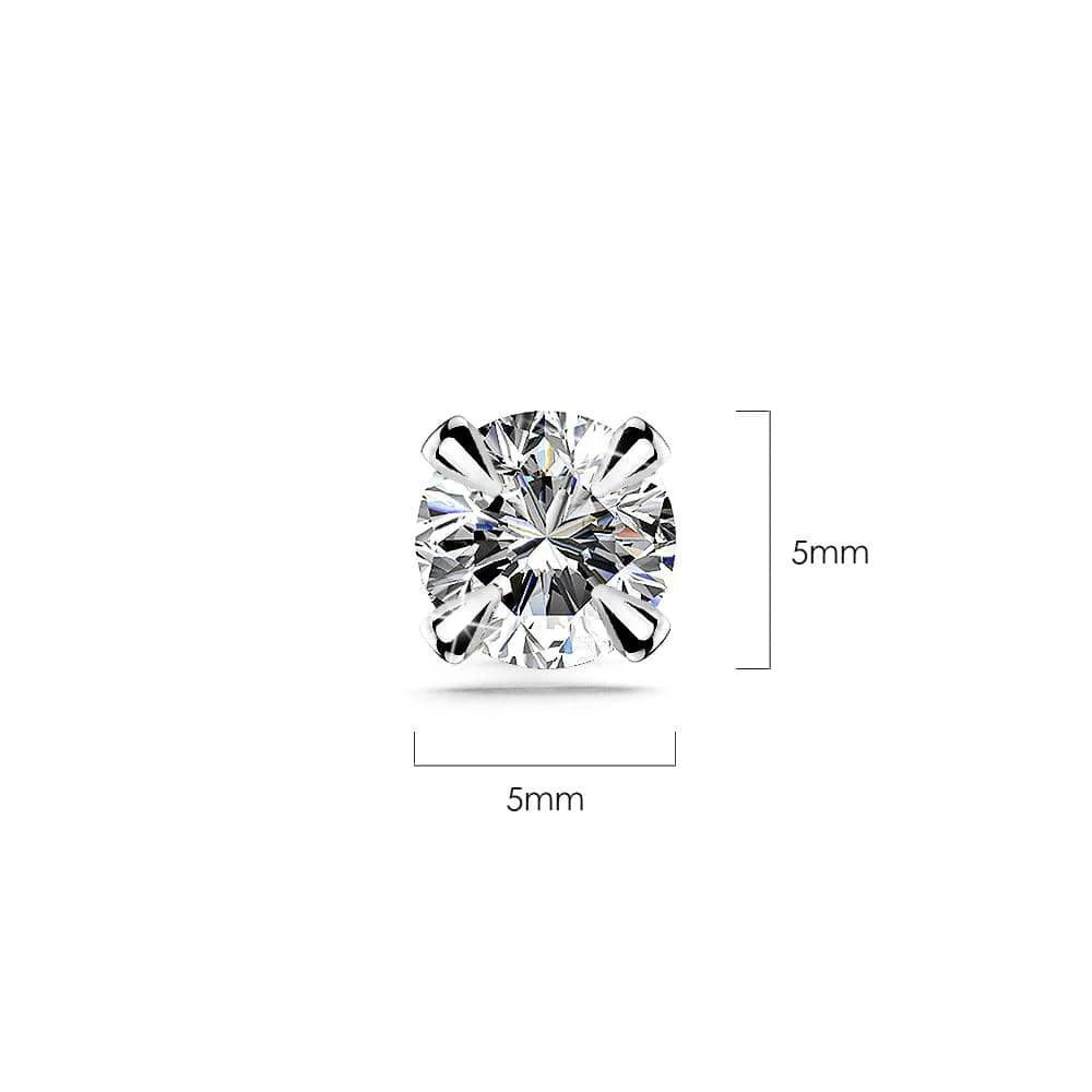 Solid 925 Sterling Silver Round Brilliant Cut Stud Earrings