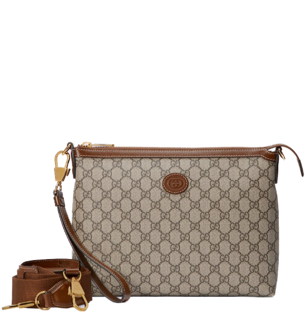 Gucci GG Monogram Messenger Bag - Brown