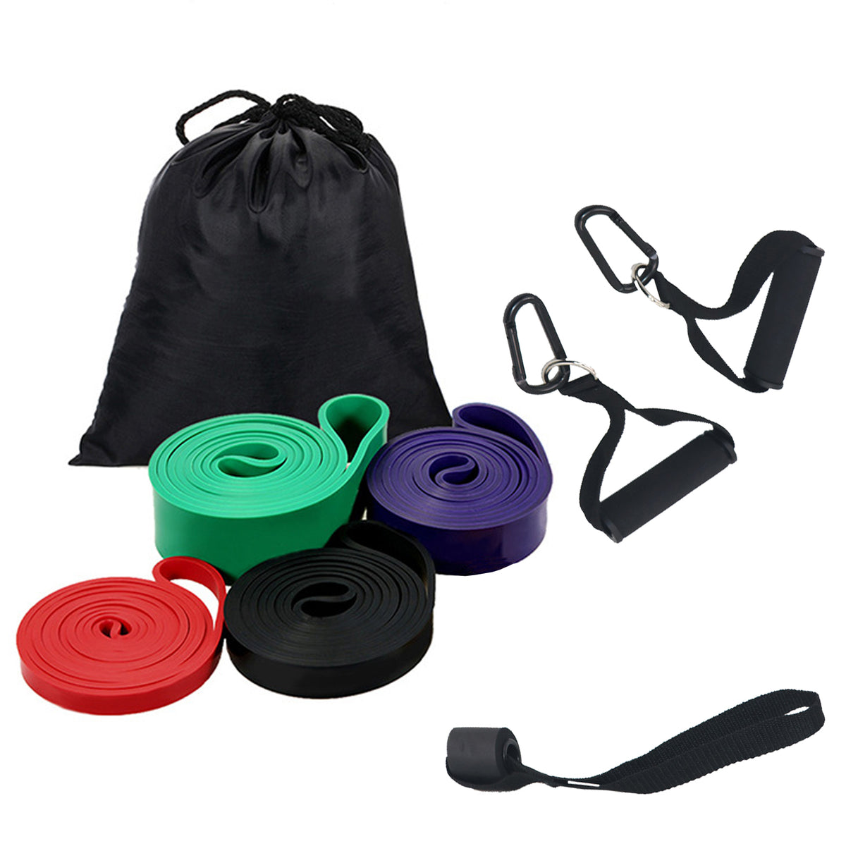 Heavy Duty Resistance Bands 4 Set with Handles Door Mount Exercise Pilates Yoga 2-56kg
