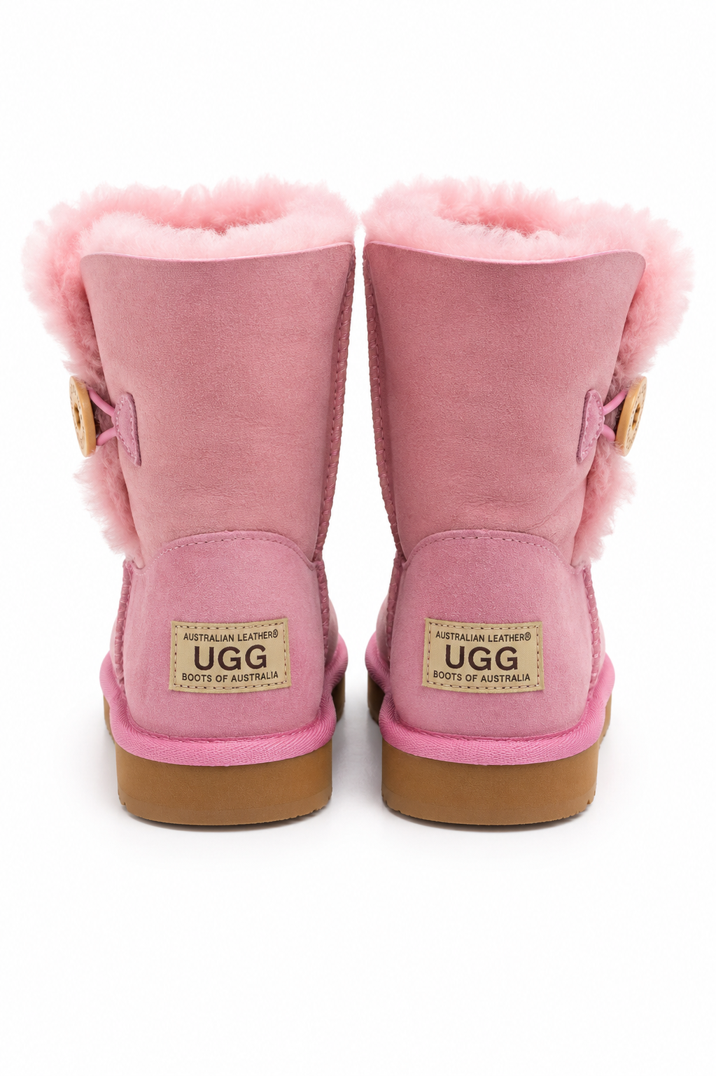 Australian Leather Ugg 1Button Short Sheepskin - Pink - AU6