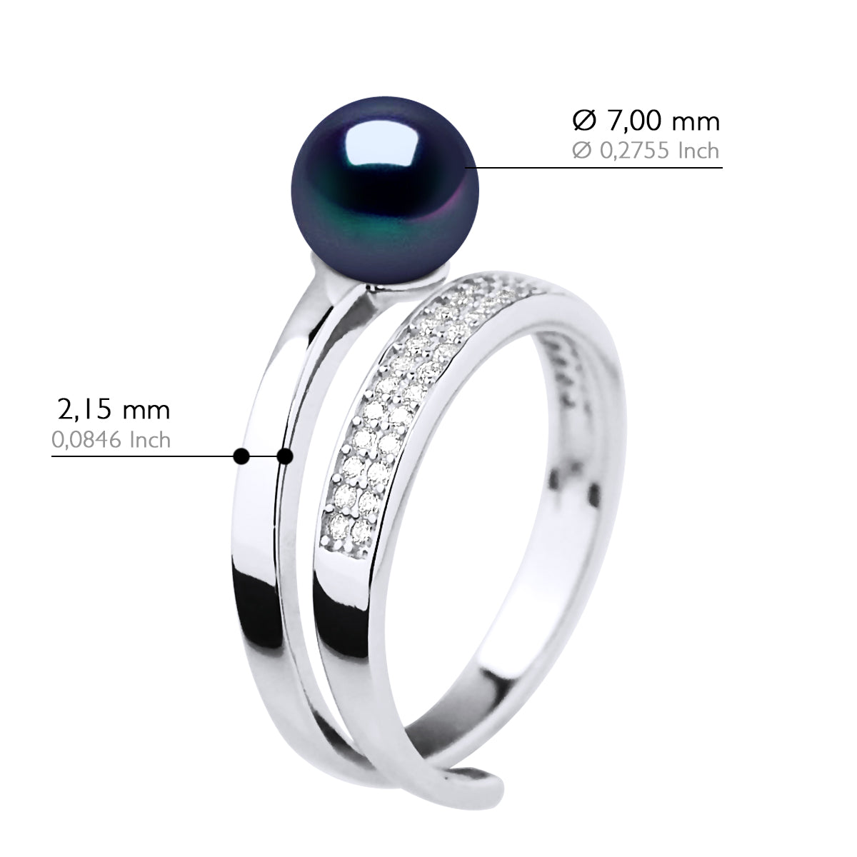 Ring Jewelry - "Black Tahitian Style" - Longueur 18 cm