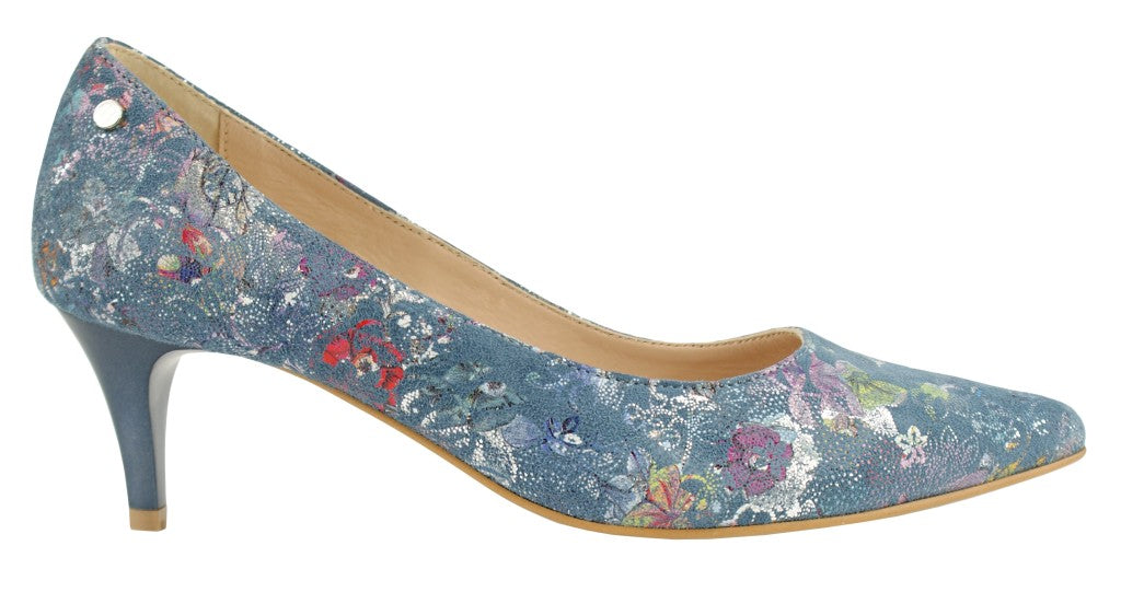 Bosccolo Womens High Heels - Flowers On Blue