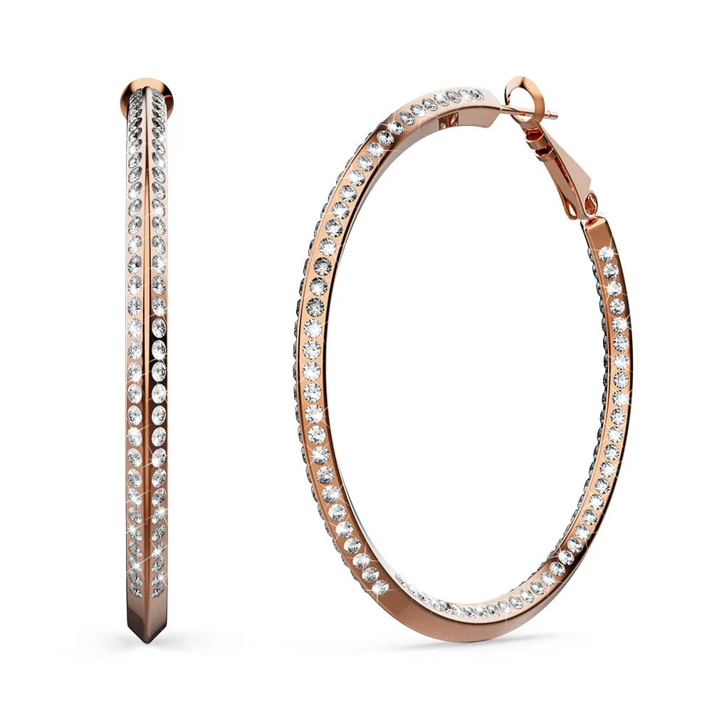 Boxed Endless Crystals 2 Pc Earrings Set Embellished with SWAROVSKI® Crystals In Rose Gold