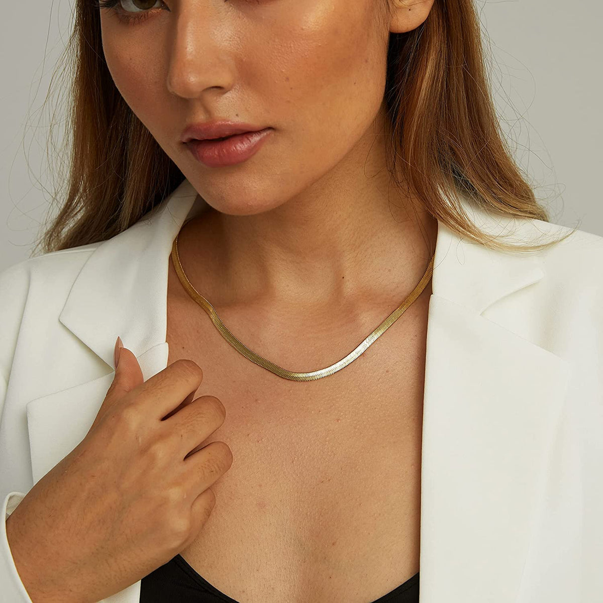 Liv Oliver 18K Gold Flat Link Necklace