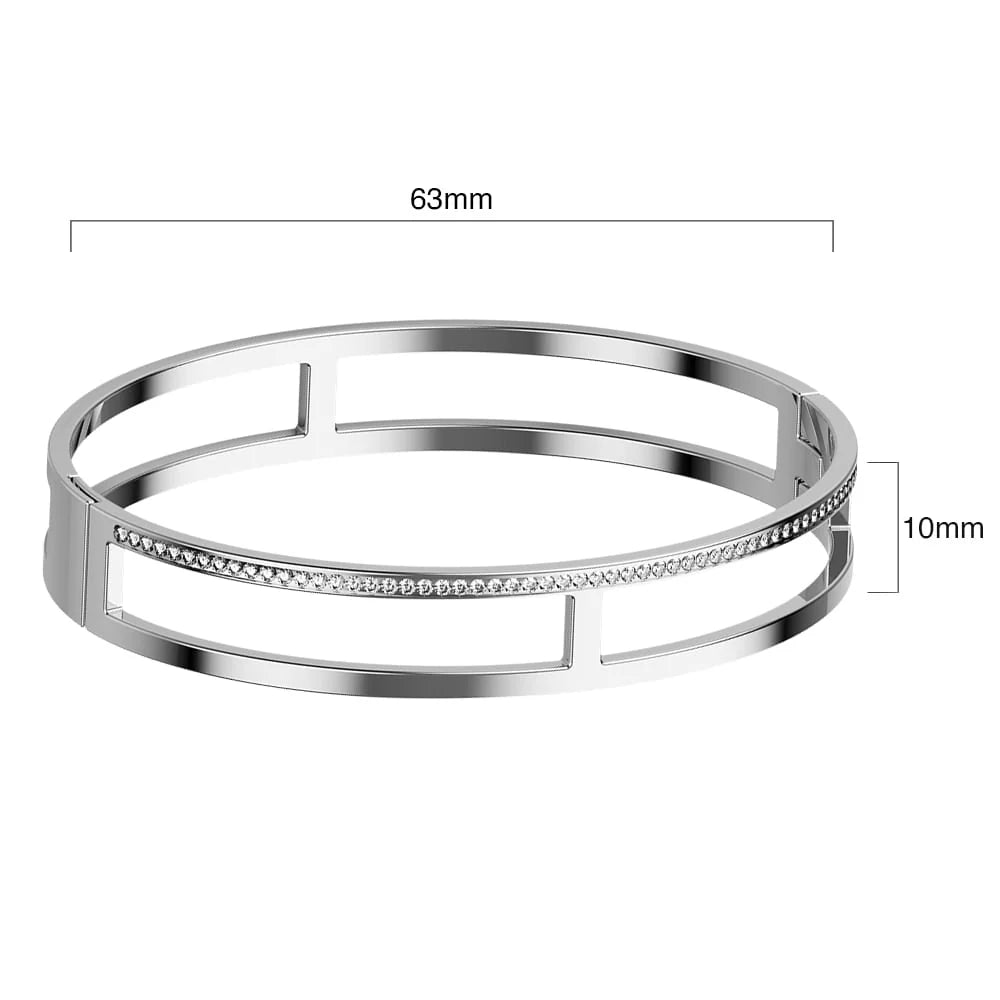 Bullion Gold Lucky Dimension Cuff Stainless Steel Bangle with a High Polish Finish