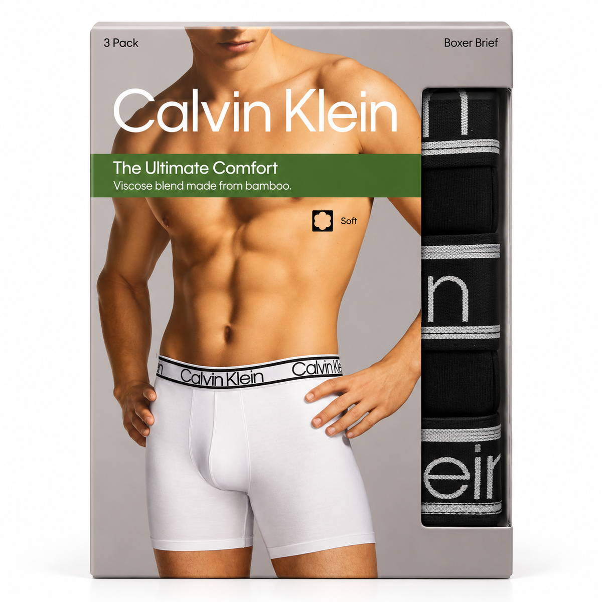 Calvin Klein Men's 3-Pack Bamboo Comfort Boxer Brief -Black