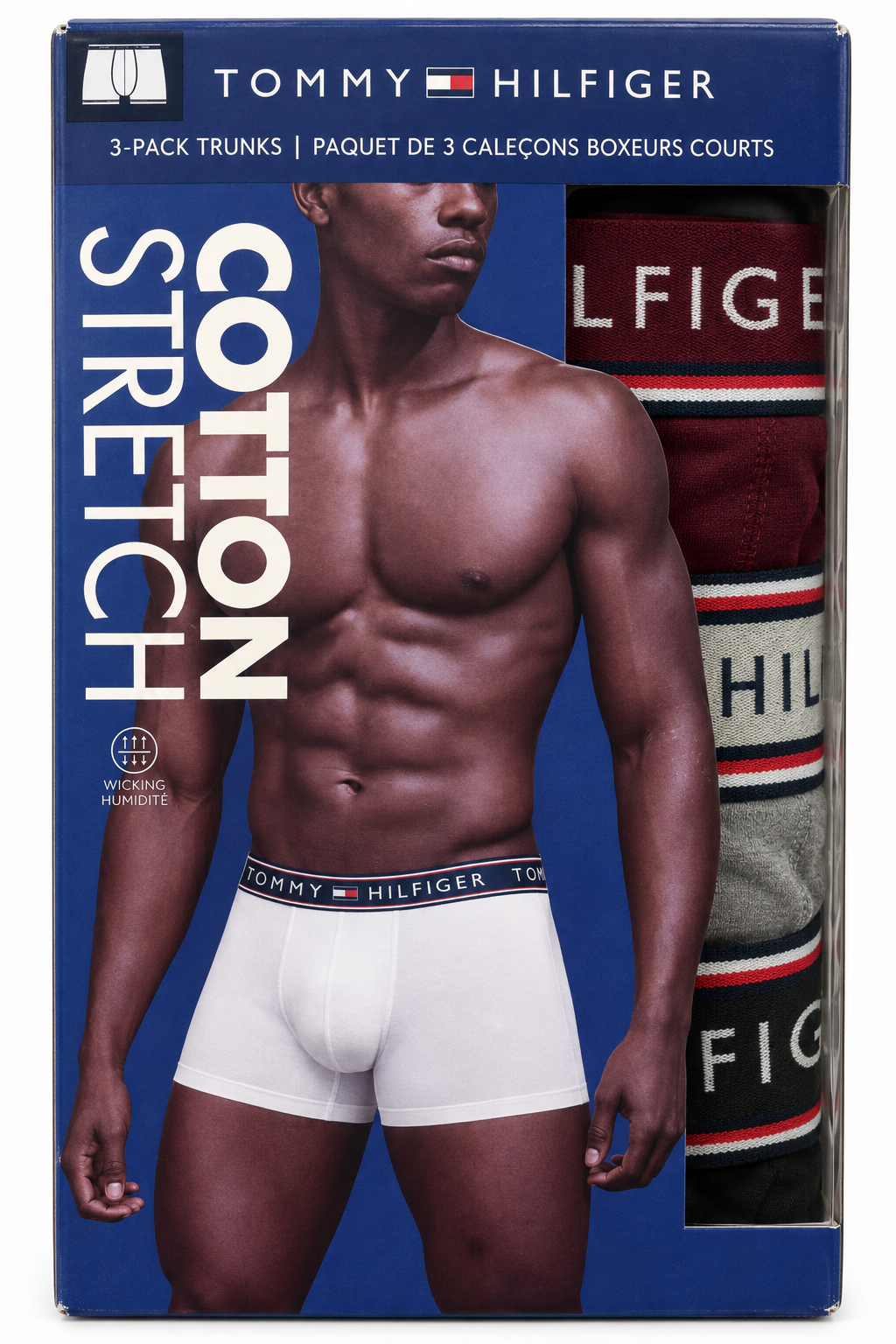 Tommy Hilfiger Men's 3 Pack Cotton Stretch Trunks - Port