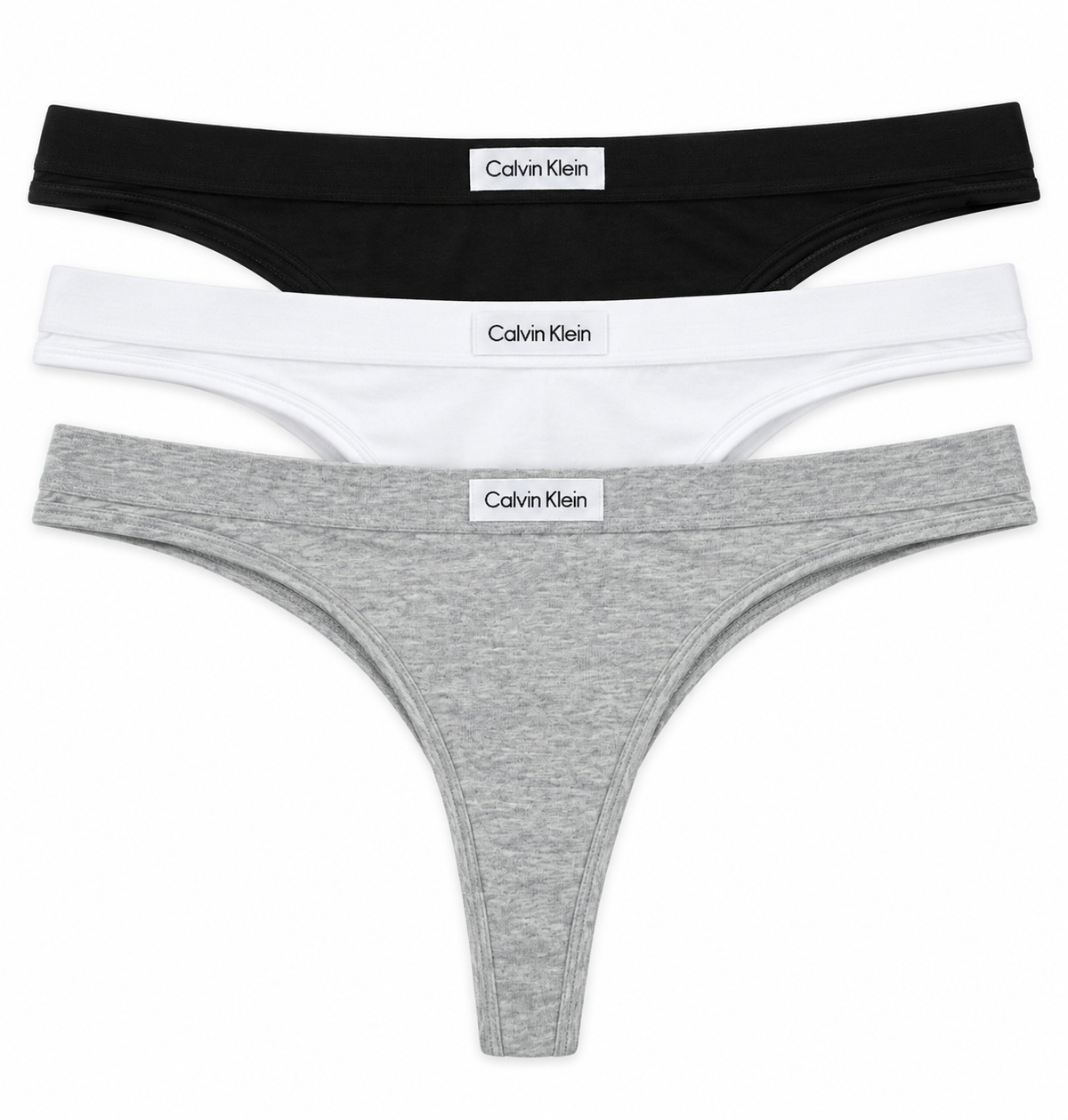 Calvin Klein Women's Classic Comfort 3 Pack Thong - Black/White/Grey Heather