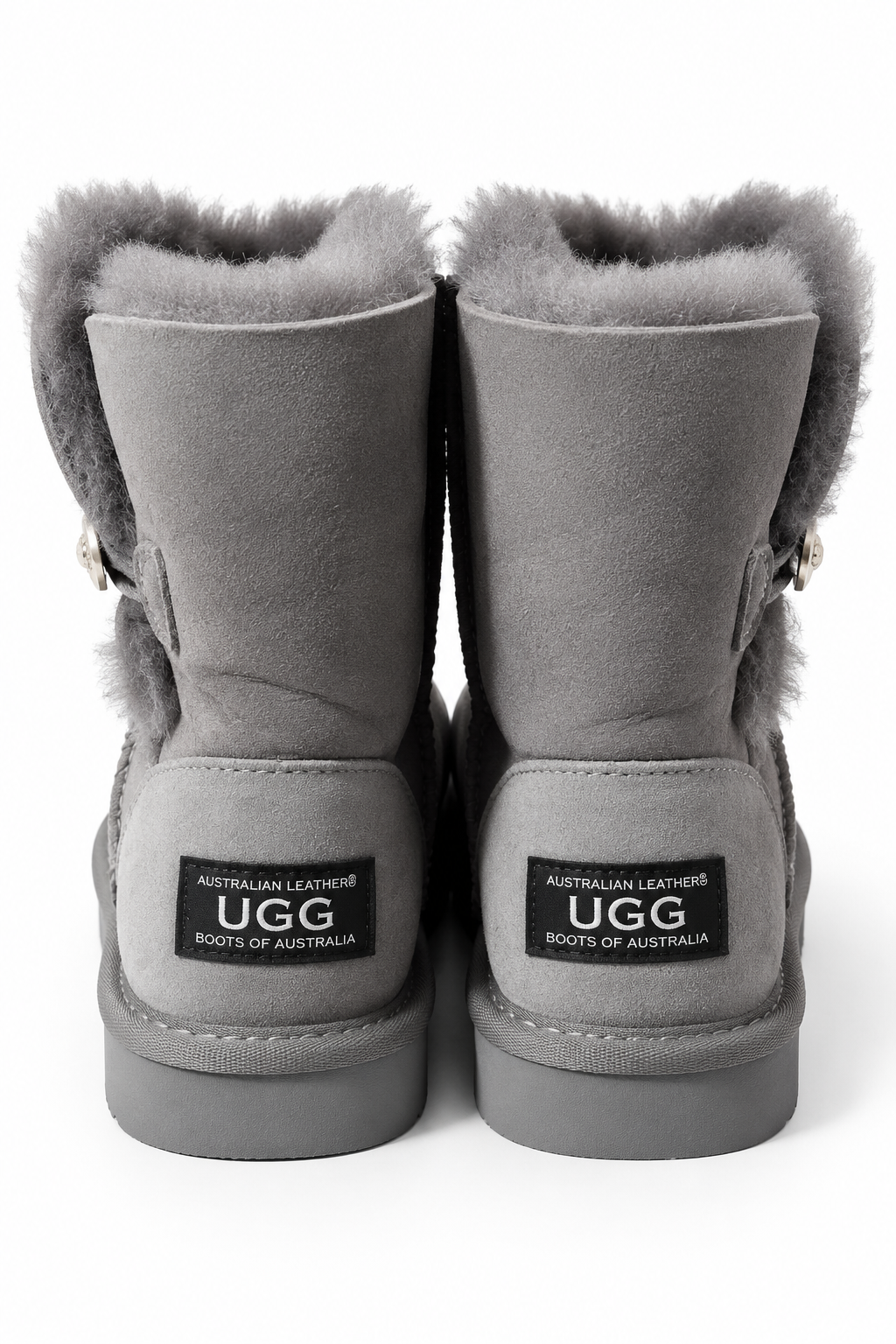 Australian Leather Ugg Swarovski Elements 1button - Grey - AU5
