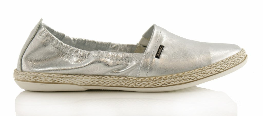 Bosccolo Womens Moccasin Espadryl - Silver