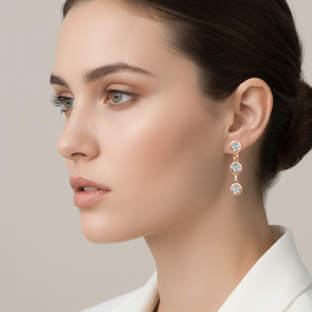 Liv Oliver 18K Rose Gold Multi Cz Drop Earrings