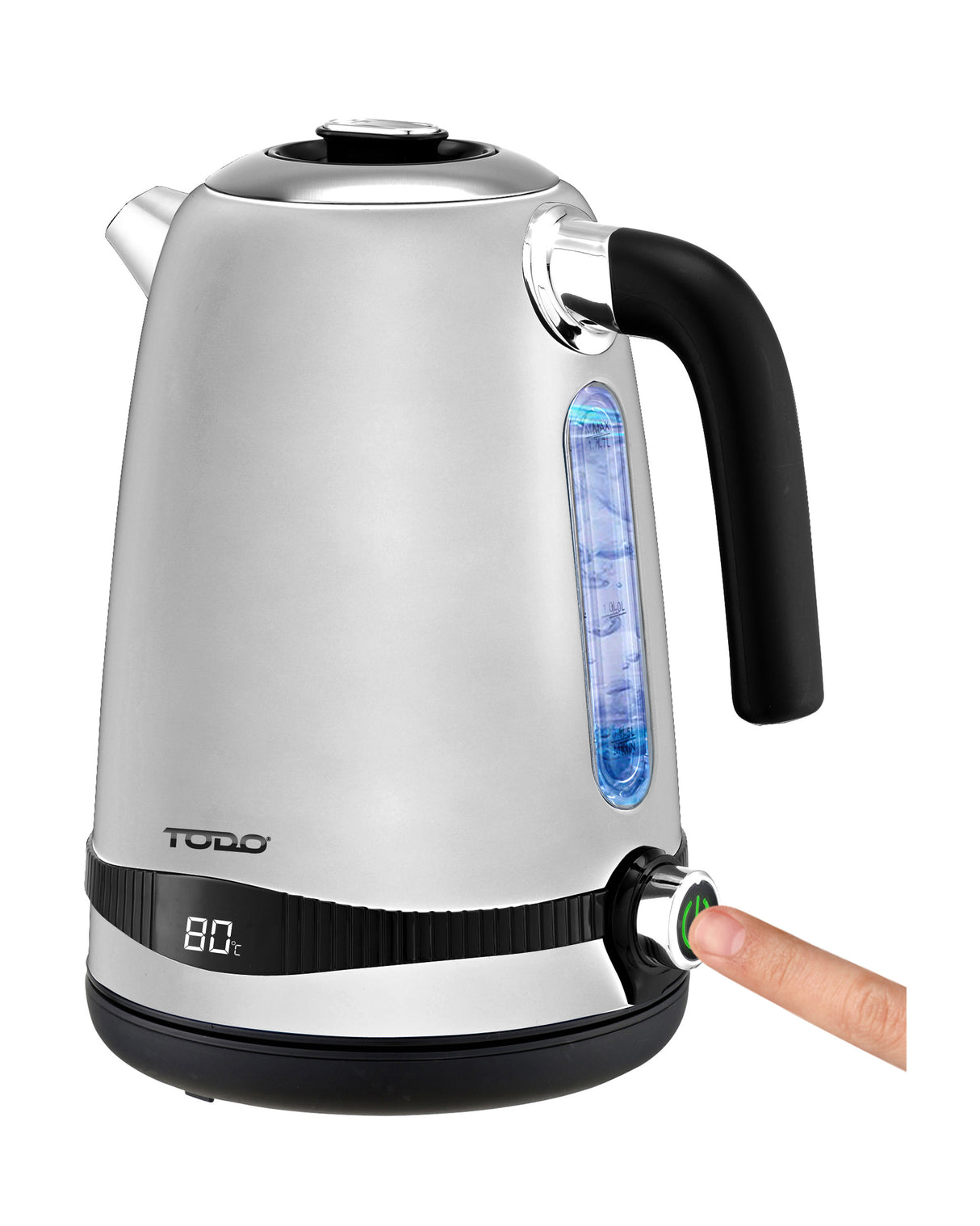 TODO 1.7L Stainless Steel Cordless Kettle Keep Warm Electric Led Water Jug - Silver