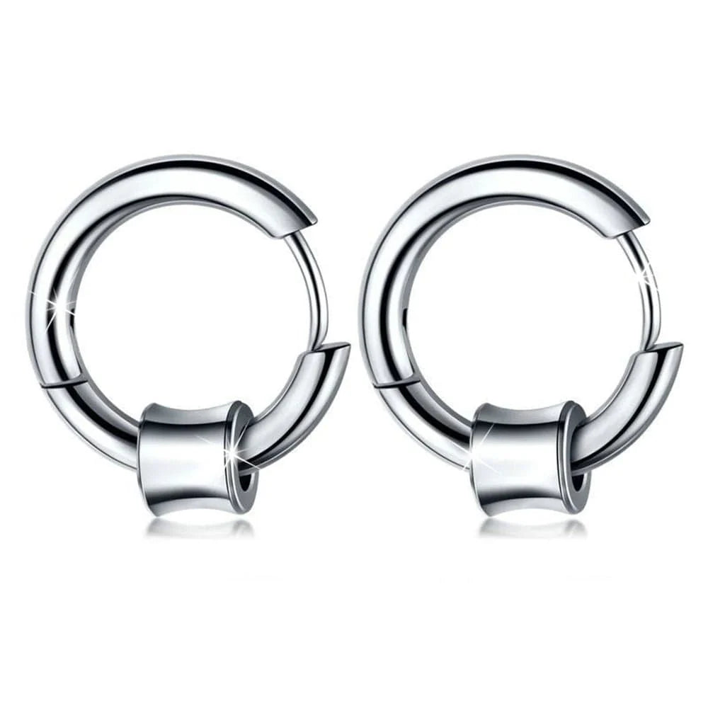 Bullion Gold Round Hoop White Gold Layered Earrings