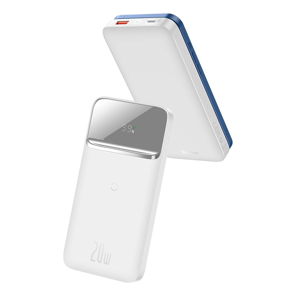 Baseus Magnetic Wireless Quick Charge Power Bank 10000mAh 20W Digital LED Display USB Type-C Type-A - White