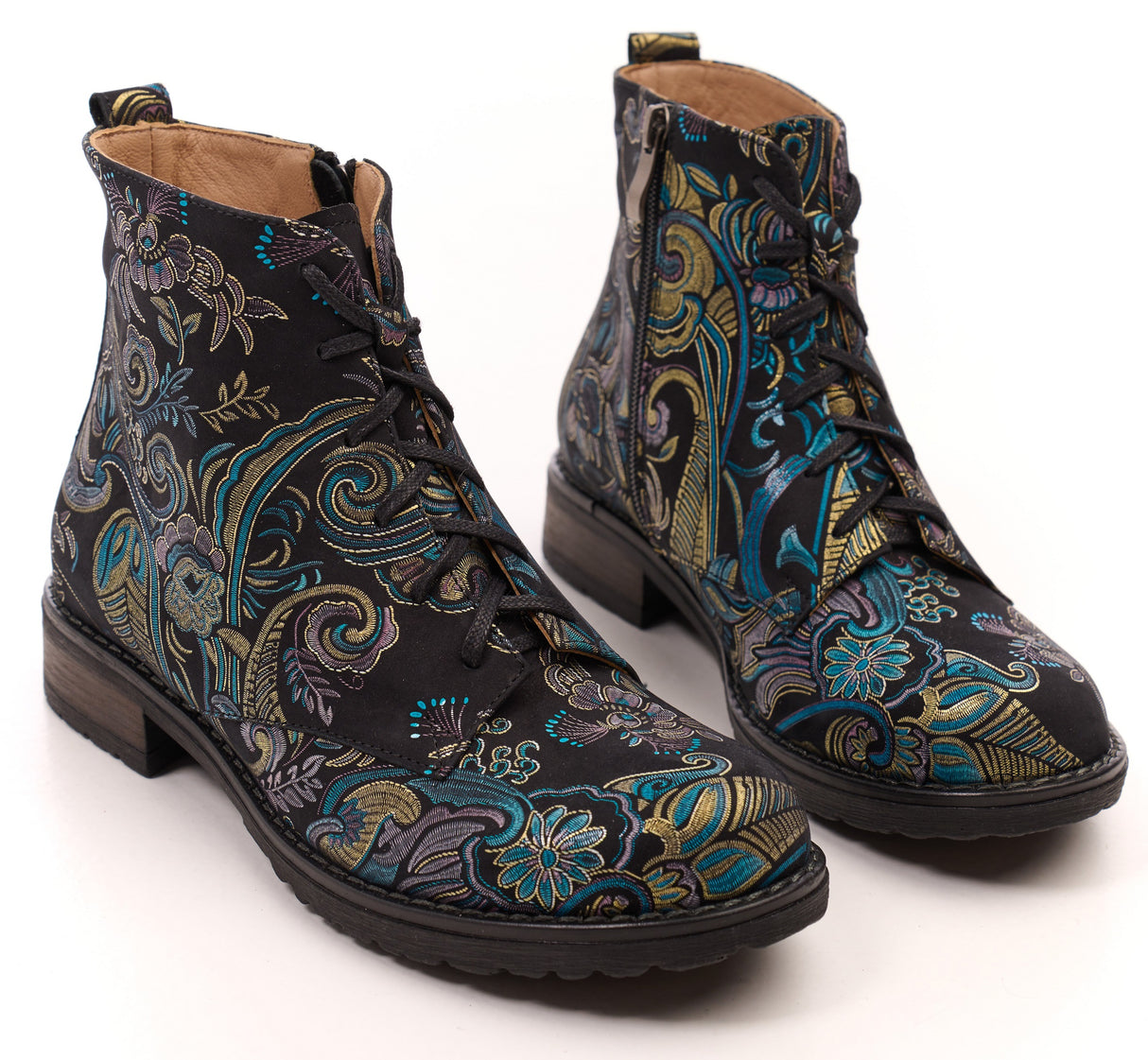 Bosccolo Womens Ankle Boots - Turquoise Ethnic