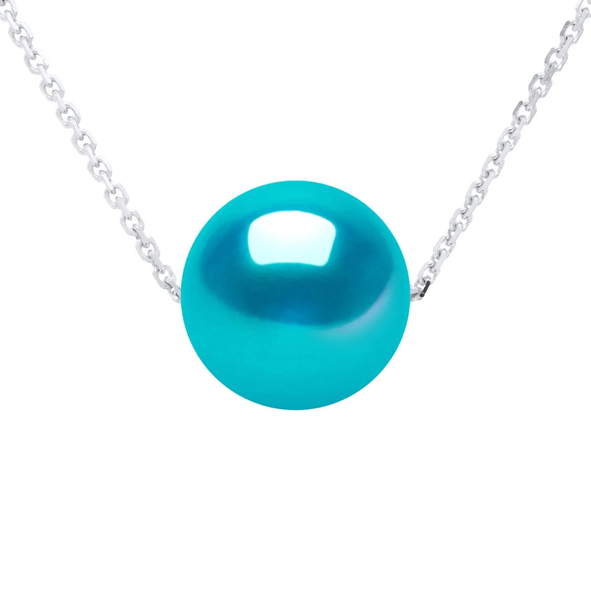 Necklace Freshwater Pearl & Turquoise Sterling Silver 8-9mm