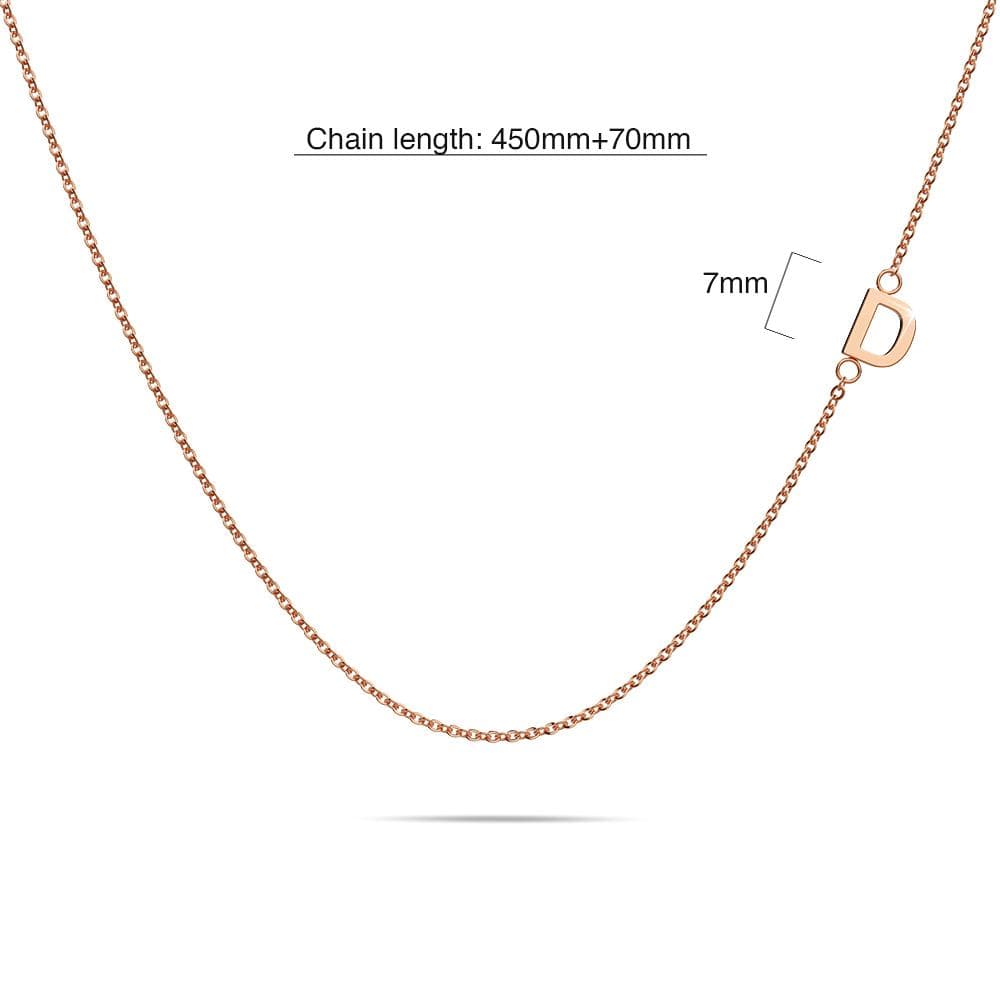 Bullion Gold Sparkling Alphabet Initials Stainless Steel Necklace in Rose Gold