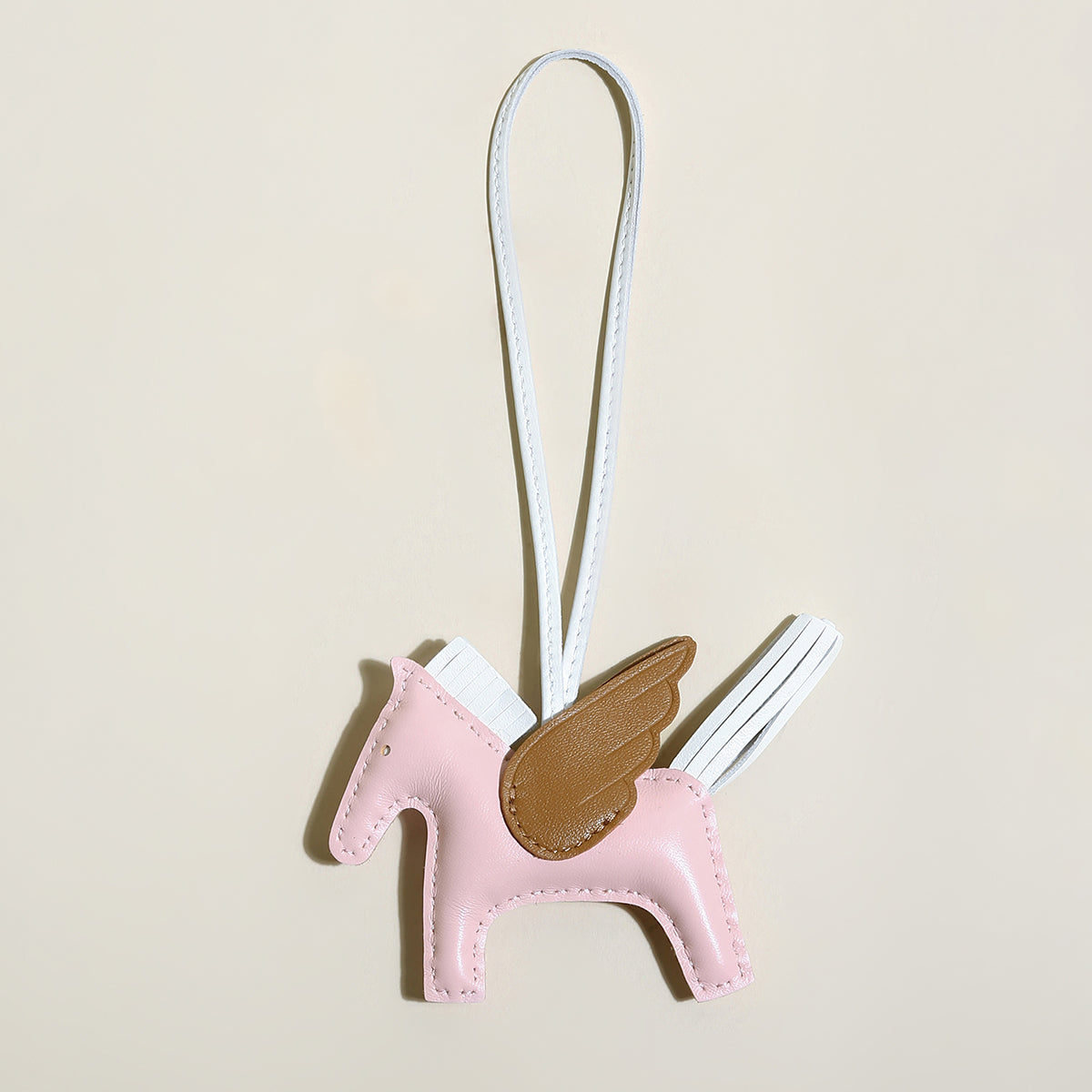 Pegasus Winged Horse Leather Bag Charm - Pink