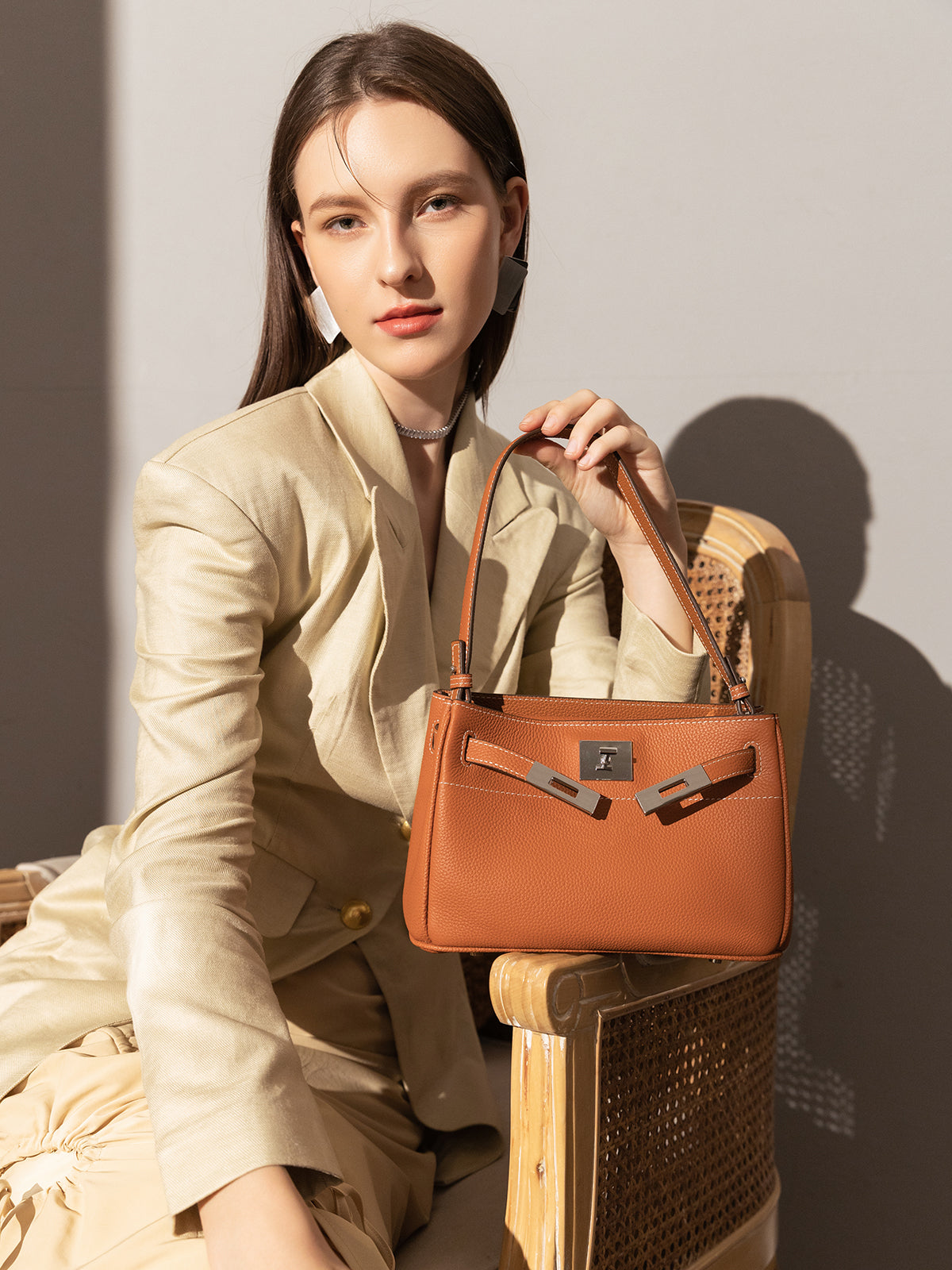 Classic Leather Box Bag - Brown