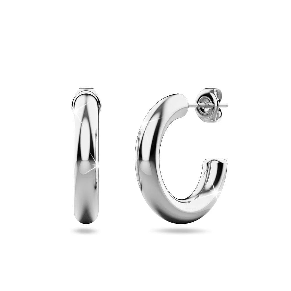 Bullion Gold Erica White Gold Hoop Earrings 20mm