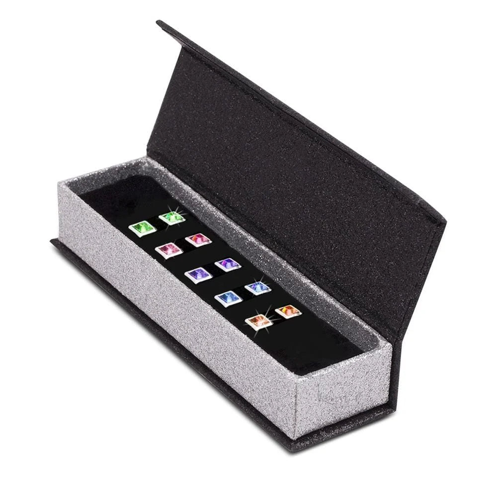 Boxed 5 Pairs Multi-Colour Stud Set Embellished with SWAROVSKI® crystals