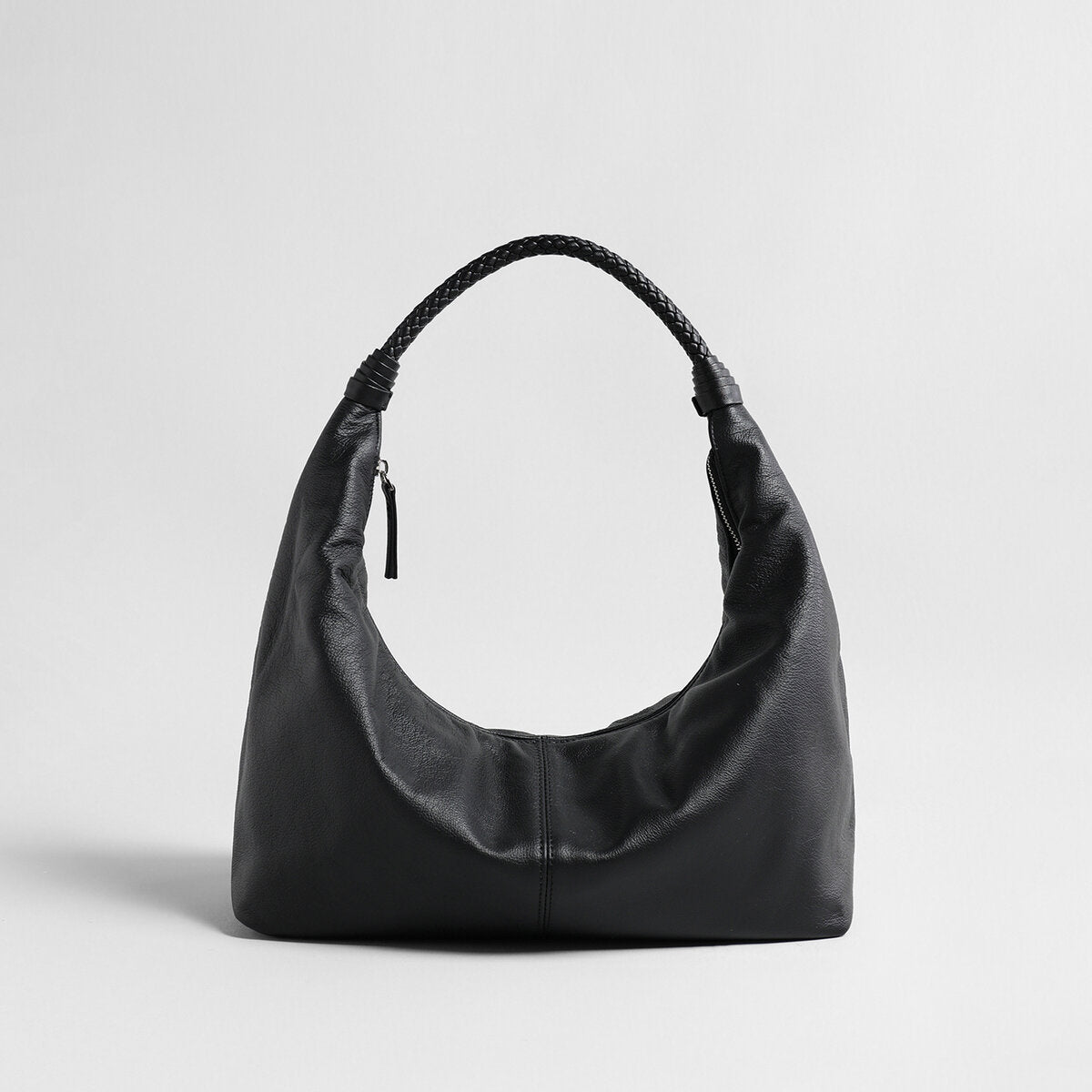 Vintage Leather Hobo Bag - Black