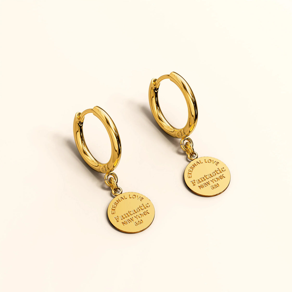 Bullion Gold Flat Round Gold Layered Dangle Earrings