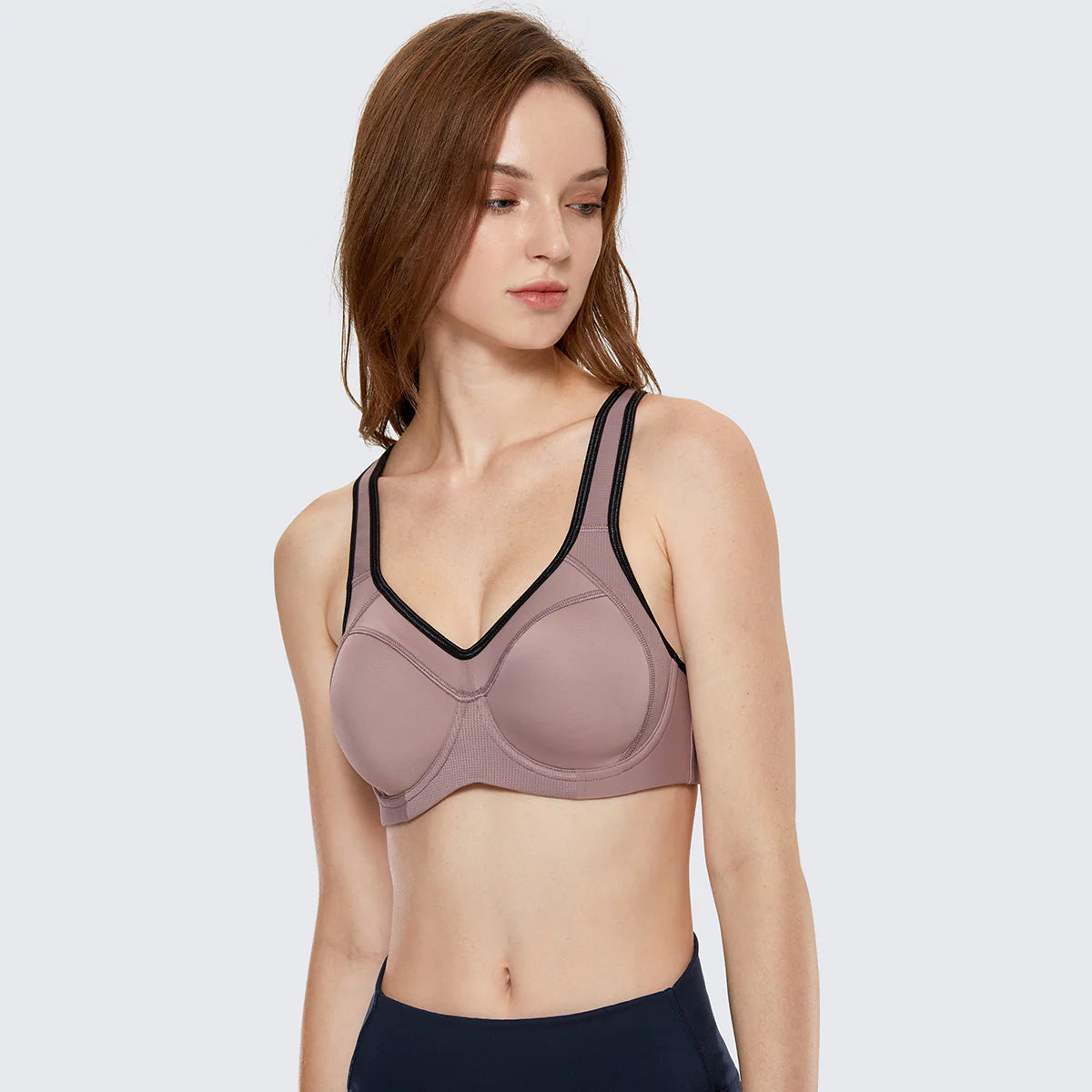 Full Support High Impact Padded Sports Bra - Mocha
