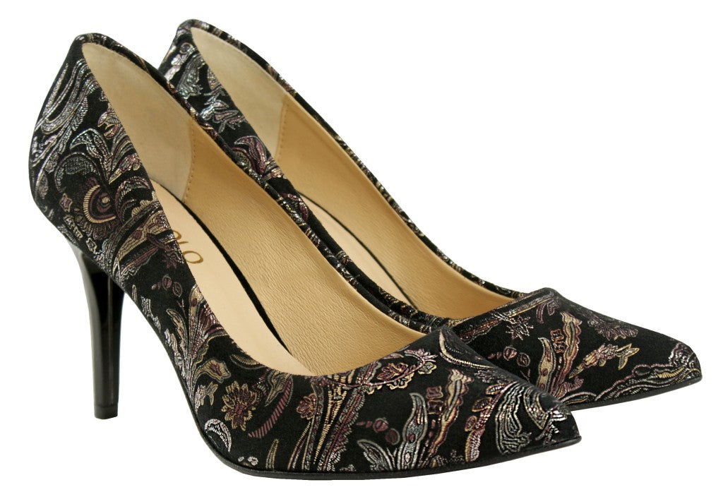Bosccolo Womens High Heels - Black / Brocade