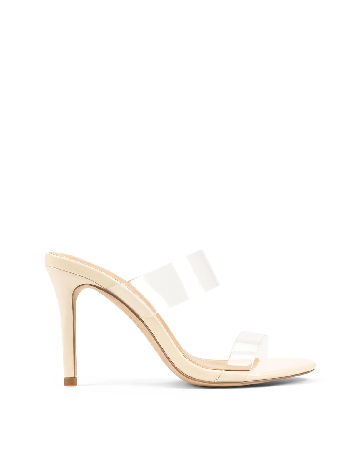 Siren Stiletto Mules - Cream White Patent Leather & Vinylite