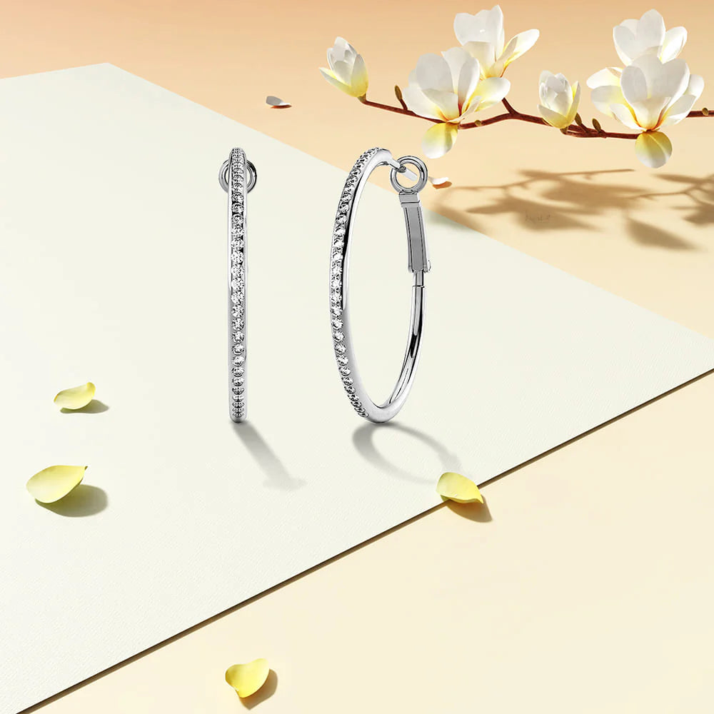 Krystal Couture Endless Hoop Earrings Embellished with SWAROVSKI Crystals in White Gold